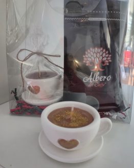 Albero del Caffe - Türk Kahvesi 200 gr. ve Kahve fincanı mum seti